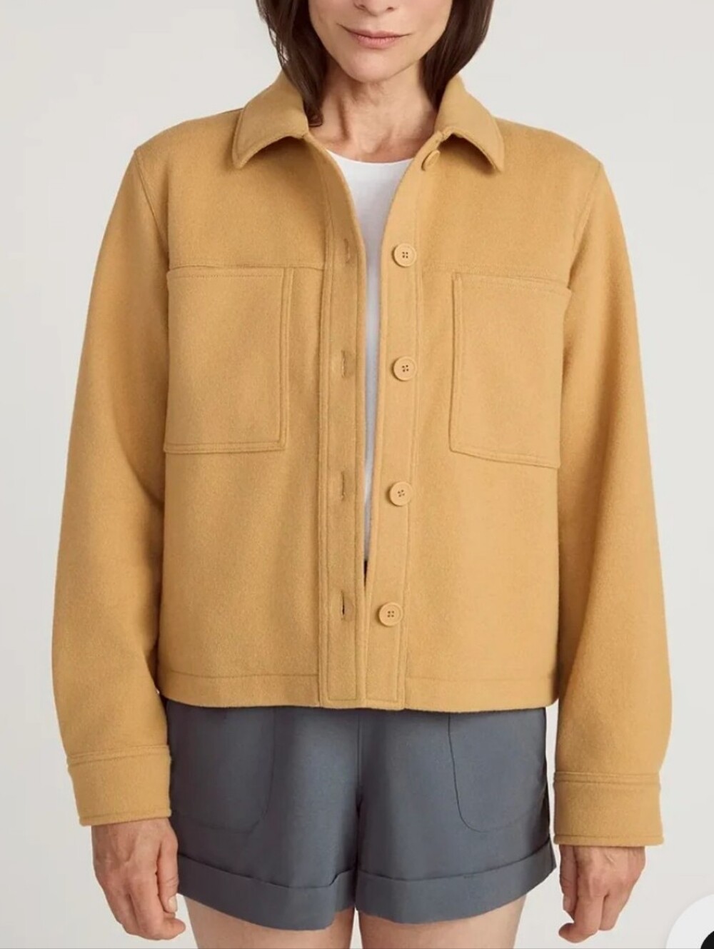 Mondetta On The Go Jacket Cropped Camel Tan Button-Up Casual Womens Size Small - Picture 15 of 16